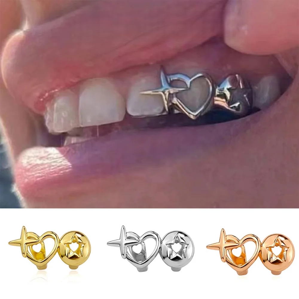 Men Accessories In Silver - فاسق الهيب هوب الجوف القلب الأسنان