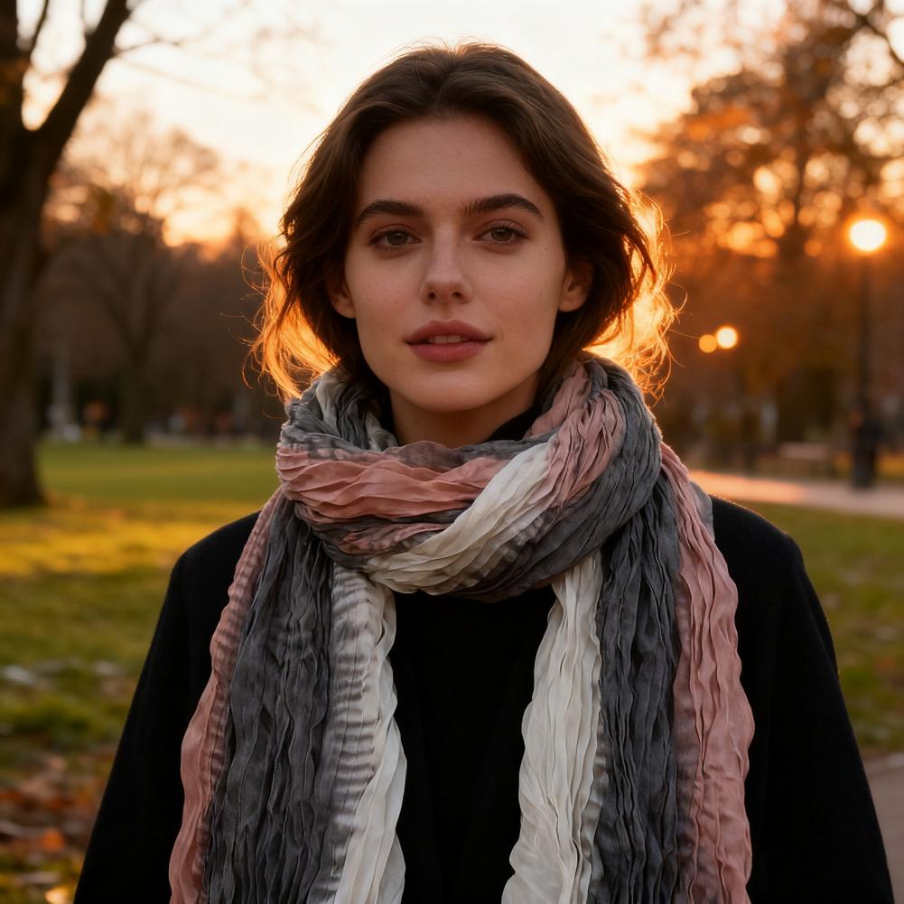 وشاح رقبة دافئ بتدرج لوني مزدو - مراجعة Men Accessories For Neck وسعره